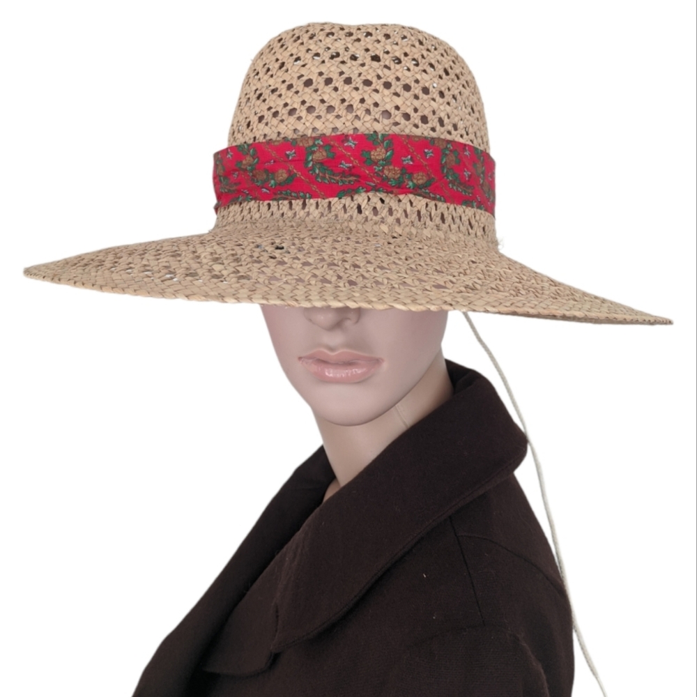Vintage Straw Hat Country Wide Brim Sun Hat Summer  80s
